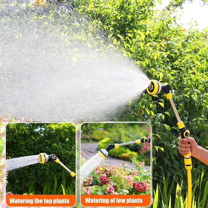 Watering Wand, Long Metal Spray Lance Garden Watering Wand 8 Adjustable Modes Spray Nozzle 180° Rotating for Hanging Basket Cleaning, Plants Watering, Car Washing, Pet Bathing 48 cm