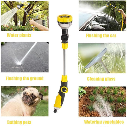 Watering Wand, Long Metal Spray Lance Garden Watering Wand 8 Adjustable Modes Spray Nozzle 180° Rotating for Hanging Basket Cleaning, Plants Watering, Car Washing, Pet Bathing 48 cm