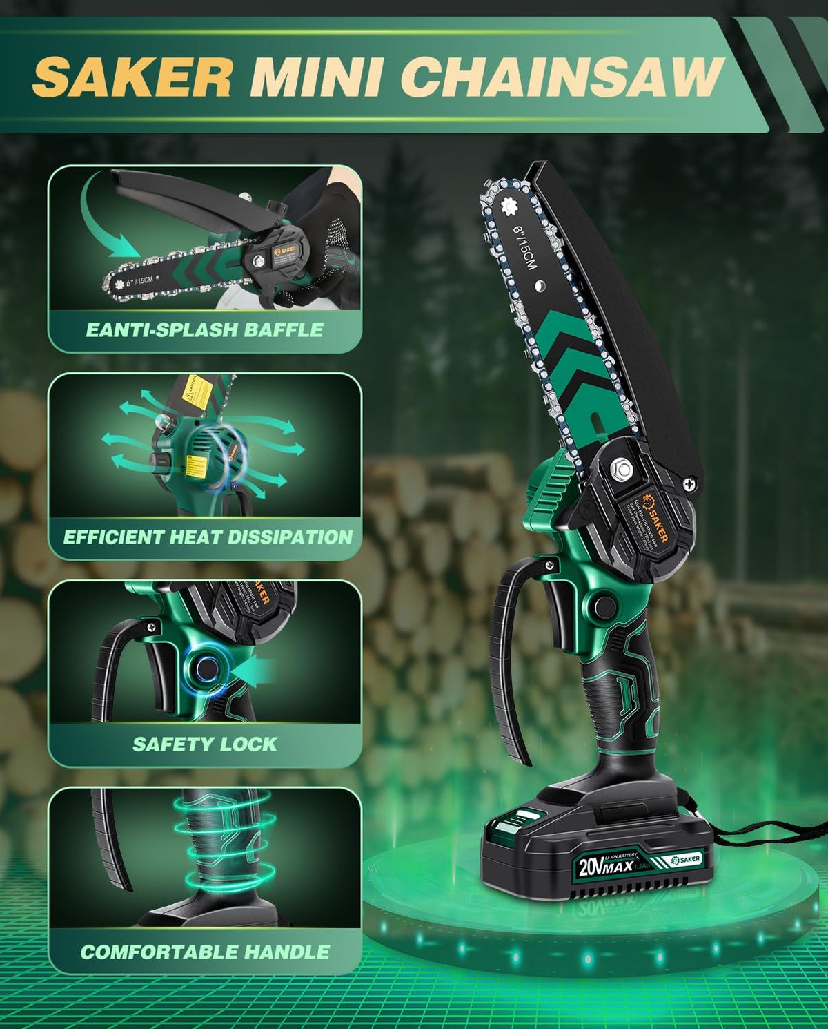 Mini Chainsaw Cordless,Portable Electric Chain Saw