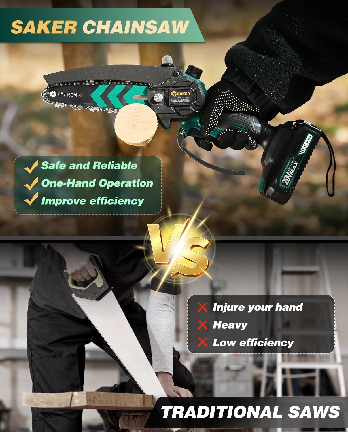 Mini Chainsaw Cordless,Portable Electric Chain Saw