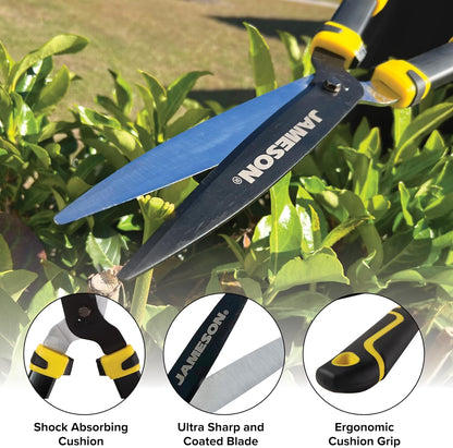 Heavy-Duty Hedge Shears – 23″ with Ultra-Sharp Non-Stick Blades, Lightweight Aluminum Frame, and Shock-Absorbing Grip