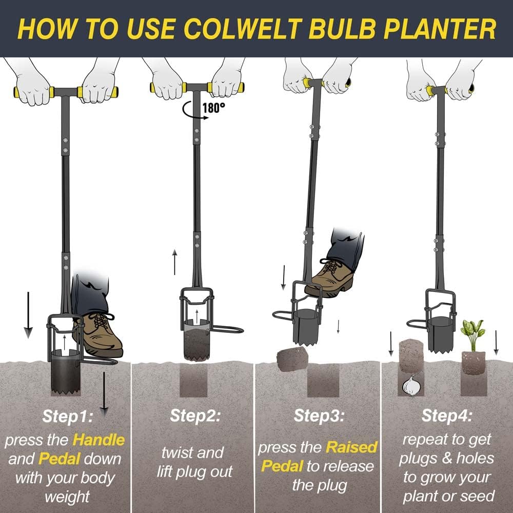 Long Handle Bulb Planter Tool, Tulip Plant Hole Digger, Sod Plugger