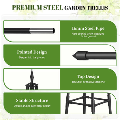 6 FT Obelisk Trellis for Climbing Plants, Black