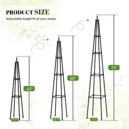 6 FT Obelisk Trellis for Climbing Plants, Black