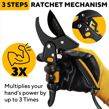 Ratchet Pruning Shears Heavy Duty, Hand Pruners for Gardening