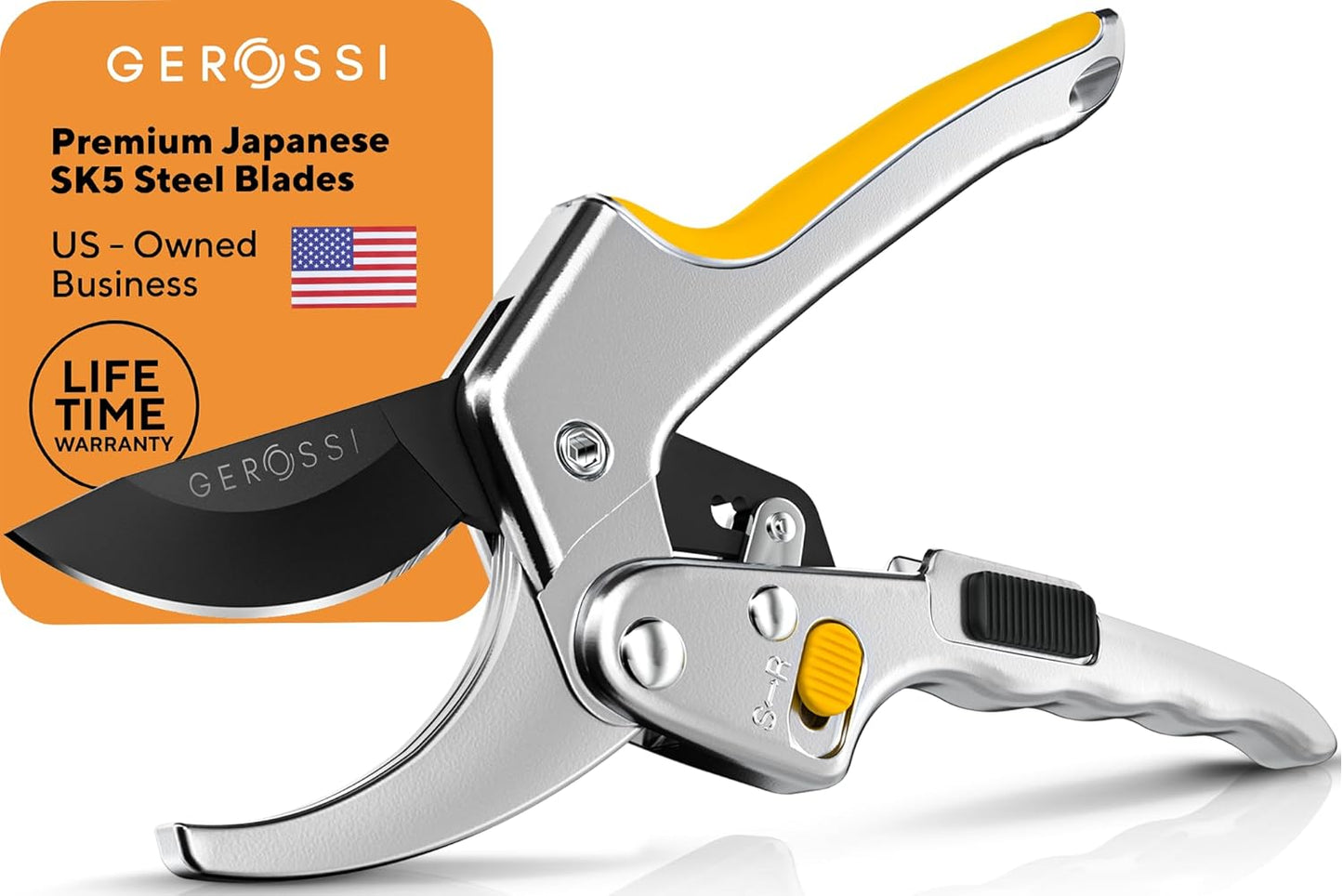 Ratchet Pruning Shears Heavy Duty, Hand Pruners for Gardening