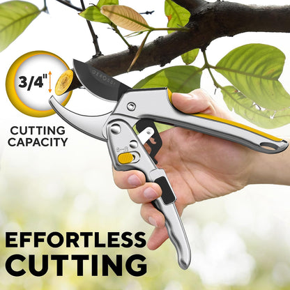 Ratchet Pruning Shears Heavy Duty, Hand Pruners for Gardening