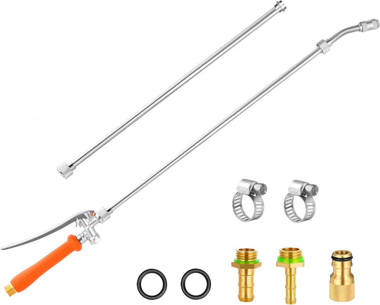 44 Inch Spray Wand, Brass 1/4" & 3/8" Barb Match Sprayer Wand Hoses, Adjustable Nozzle Stainless Steel Garden Hose Wand Sprayer Suitable for 3/4" Hose Quick Connectors