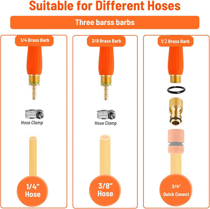 44 Inch Spray Wand, Brass 1/4" & 3/8" Barb Match Sprayer Wand Hoses, Adjustable Nozzle Stainless Steel Garden Hose Wand Sprayer Suitable for 3/4" Hose Quick Connectors