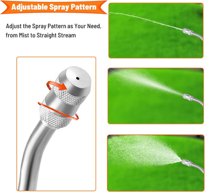 44 Inch Spray Wand, Brass 1/4" & 3/8" Barb Match Sprayer Wand Hoses, Adjustable Nozzle Stainless Steel Garden Hose Wand Sprayer Suitable for 3/4" Hose Quick Connectors