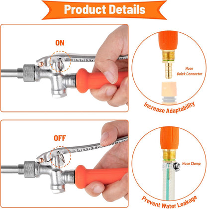 44 Inch Spray Wand, Brass 1/4" & 3/8" Barb Match Sprayer Wand Hoses, Adjustable Nozzle Stainless Steel Garden Hose Wand Sprayer Suitable for 3/4" Hose Quick Connectors