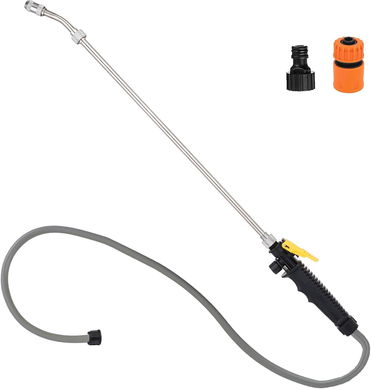 44 Inch Spray Wand, Brass 1/4" & 3/8" Barb Match Sprayer Wand Hoses, Adjustable Nozzle Stainless Steel Garden Hose Wand Sprayer Suitable for 3/4" Hose Quick Connectors