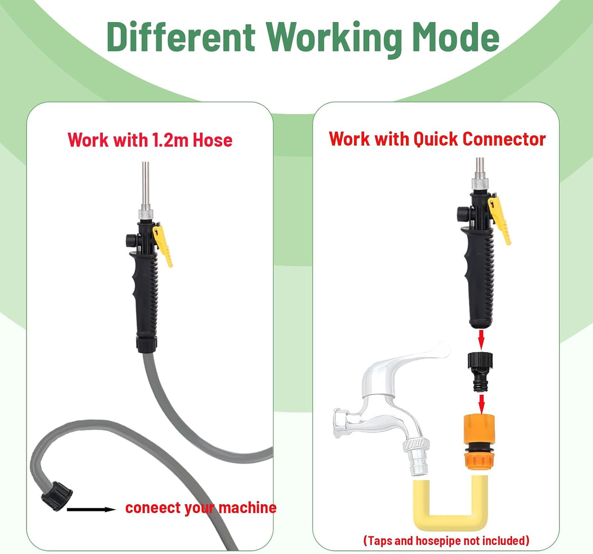 44 Inch Spray Wand, Brass 1/4" & 3/8" Barb Match Sprayer Wand Hoses, Adjustable Nozzle Stainless Steel Garden Hose Wand Sprayer Suitable for 3/4" Hose Quick Connectors