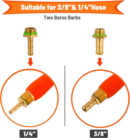 44 Inch Spray Wand, Brass 1/4" & 3/8" Barb Match Sprayer Wand Hoses, Adjustable Nozzle Stainless Steel Garden Hose Wand Sprayer Suitable for 3/4" Hose Quick Connectors