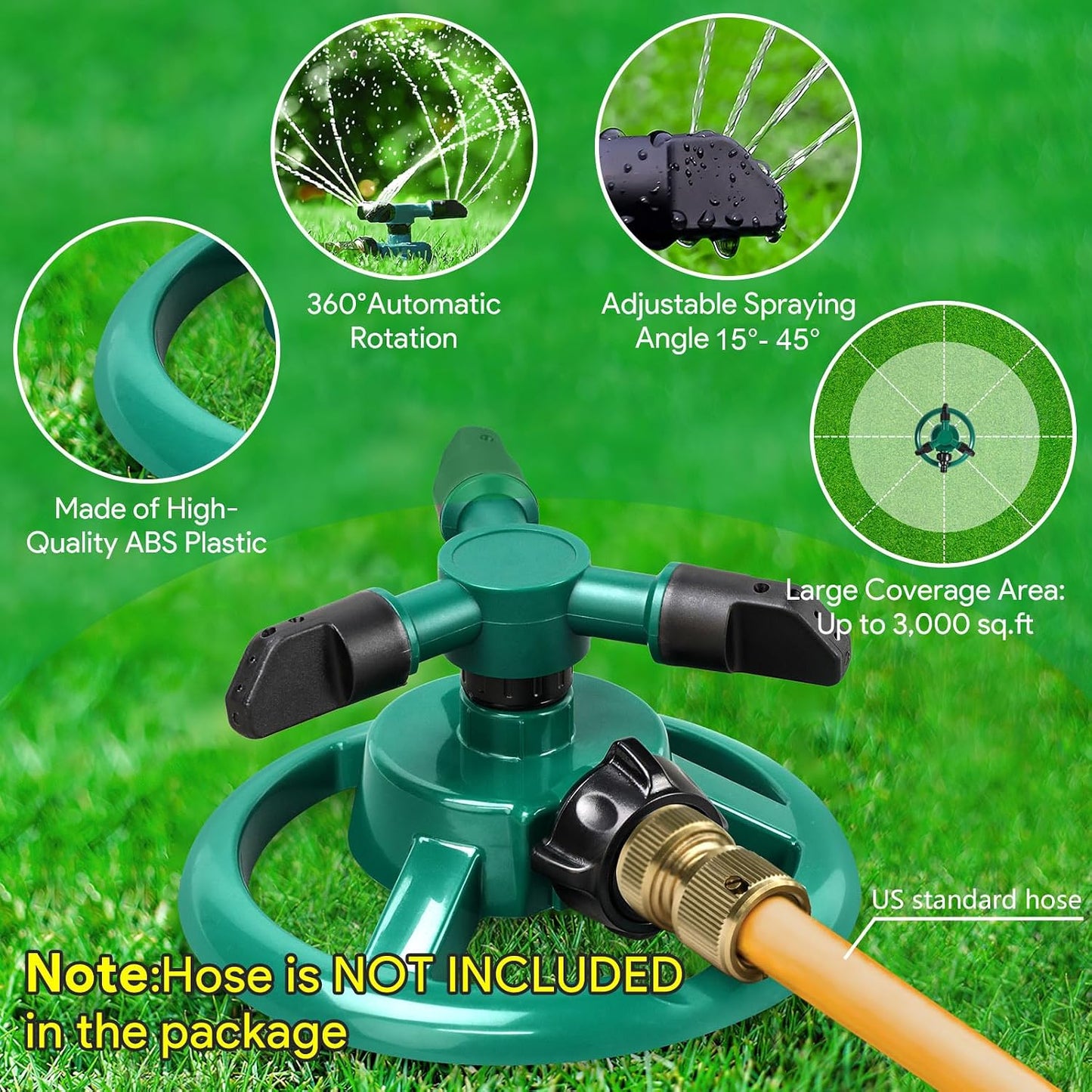 Sprinklers for Yard, Rotating Lawn and Garden Sprinkler for Large Area Coverage, Yard Sprinklers for Kids and Pets Playing