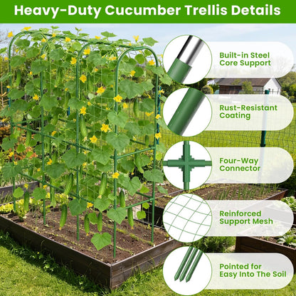 62in Tall Cucumber Trellis for Raised Bed, 51" L x 62" H Metal Garden Trellis for Climbing Plants Outdoor, U-Shape Vegetables Trellis Support for Squash Zucchini Peas Grape