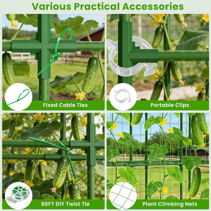 62in Tall Cucumber Trellis for Raised Bed, 51" L x 62" H Metal Garden Trellis for Climbing Plants Outdoor, U-Shape Vegetables Trellis Support for Squash Zucchini Peas Grape