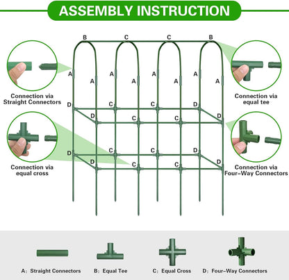 62in Tall Cucumber Trellis for Raised Bed, 51" L x 62" H Metal Garden Trellis for Climbing Plants Outdoor, U-Shape Vegetables Trellis Support for Squash Zucchini Peas Grape