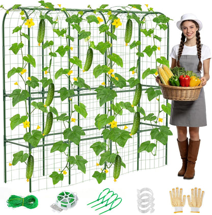 62in Tall Cucumber Trellis for Raised Bed, 51" L x 62" H Metal Garden Trellis for Climbing Plants Outdoor, U-Shape Vegetables Trellis Support for Squash Zucchini Peas Grape
