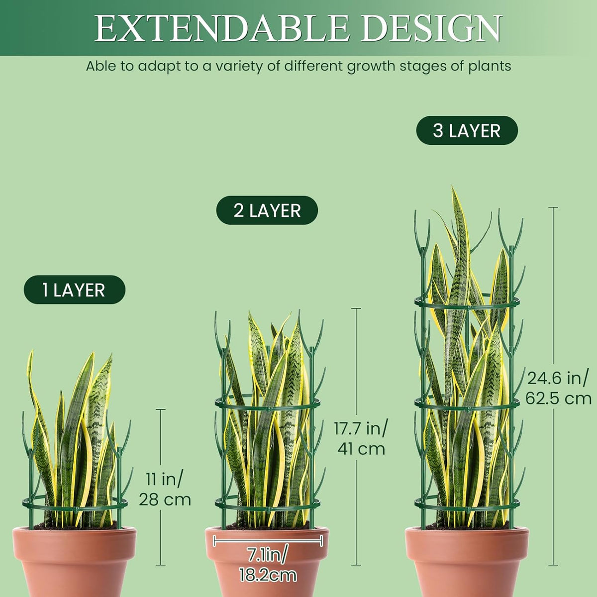 24Pcs Plant Support Stakes, Half Round Plant Stakes for Indoor Plants, Stackable Garden Flower Support, Plant Cages for Tomato,Monstera, Peony, Hydrangea, Climbing Plants