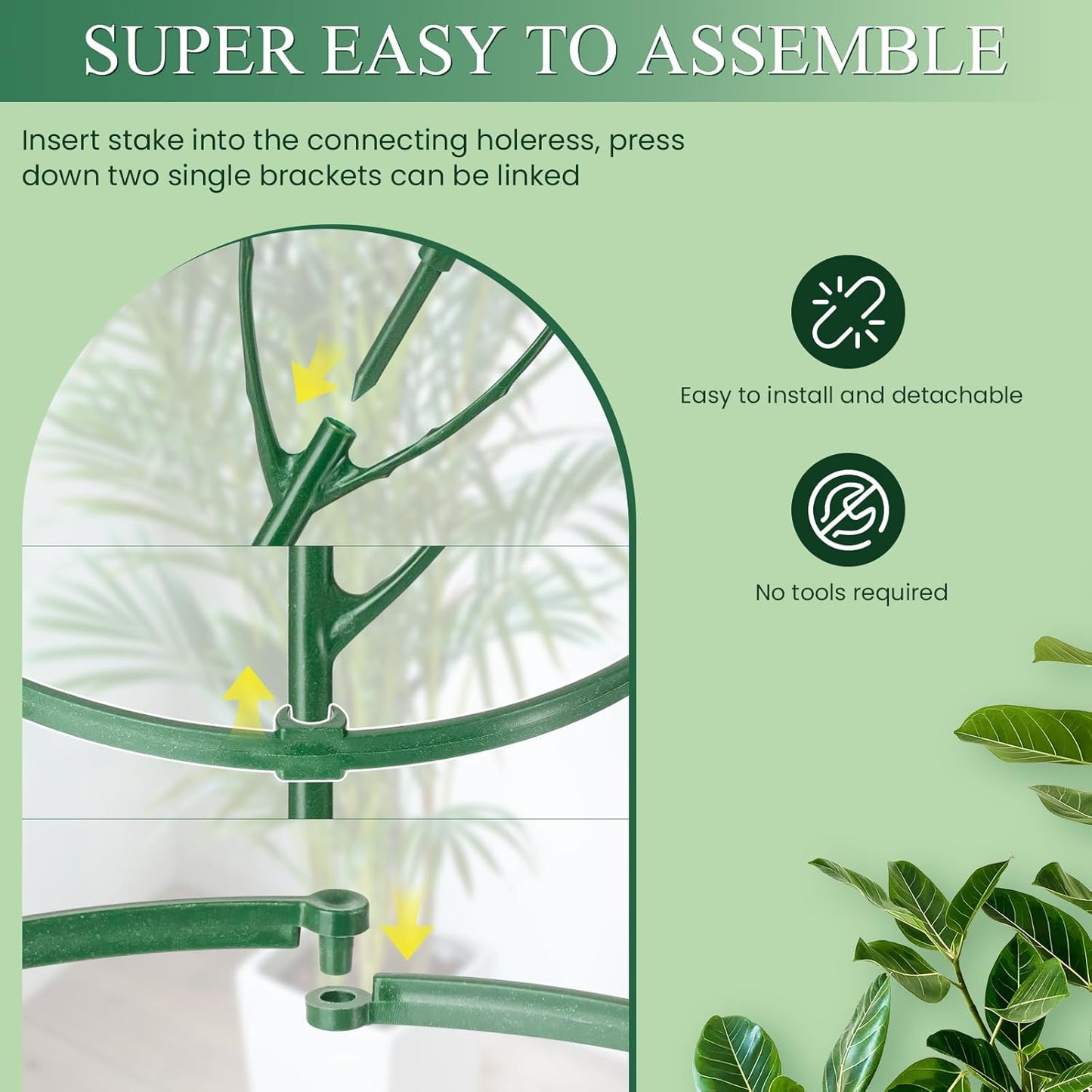 24Pcs Plant Support Stakes, Half Round Plant Stakes for Indoor Plants, Stackable Garden Flower Support, Plant Cages for Tomato,Monstera, Peony, Hydrangea, Climbing Plants