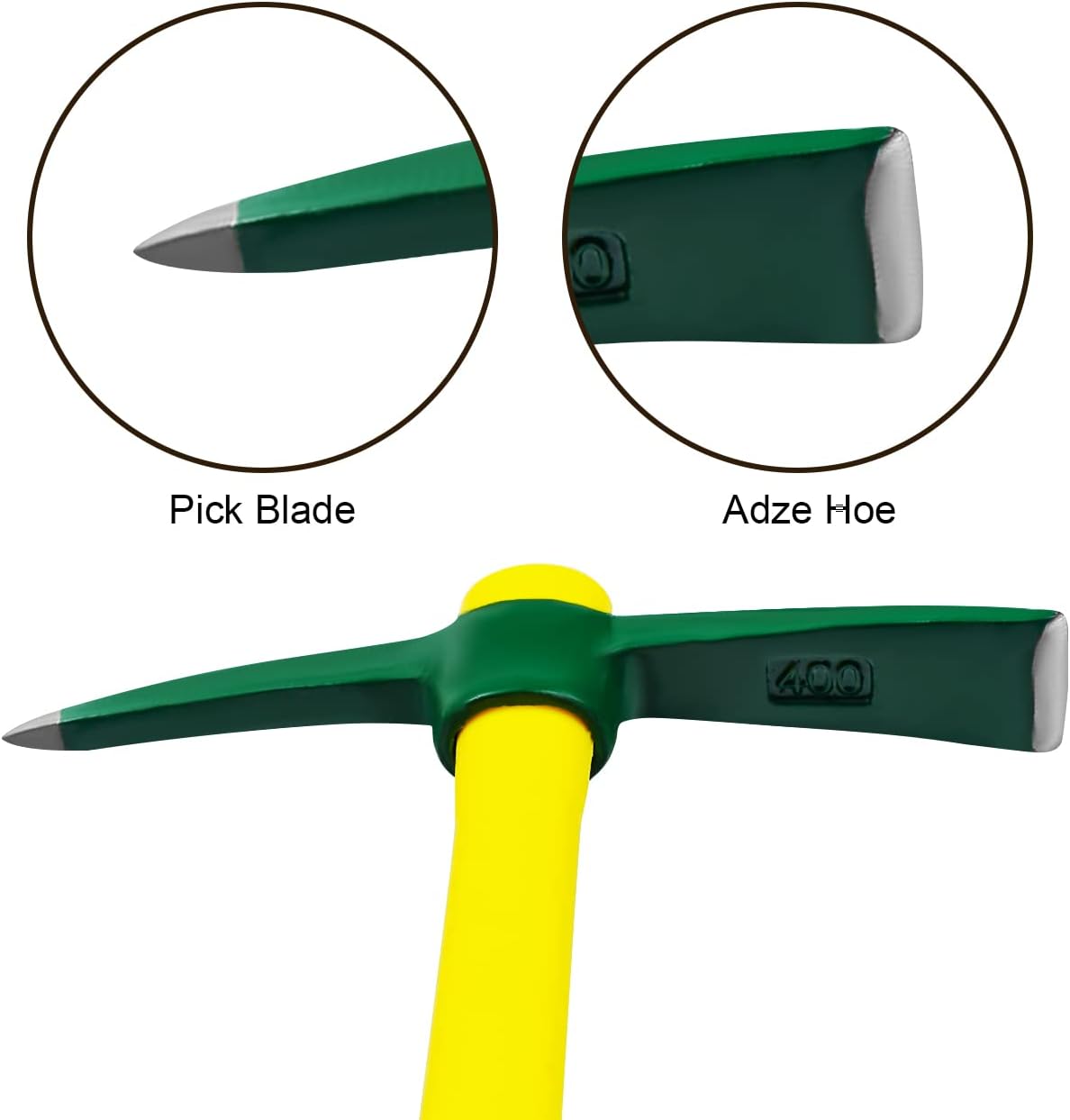 15inch Forged Adze Pick, Weeding Mattock Hoe, Pick Axe,1.4LB