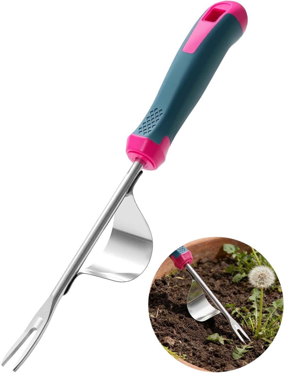 2026 Upgraded Weed Puller Tool, Leverage Base & V-Shaped Forks, Hand Weeder