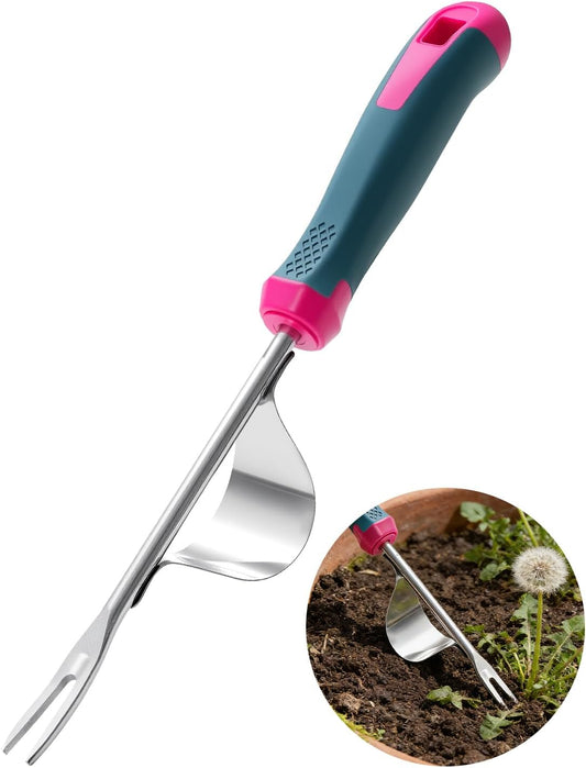 2026 Upgraded Weed Puller Tool, Leverage Base & V-Shaped Forks, Hand Weeder