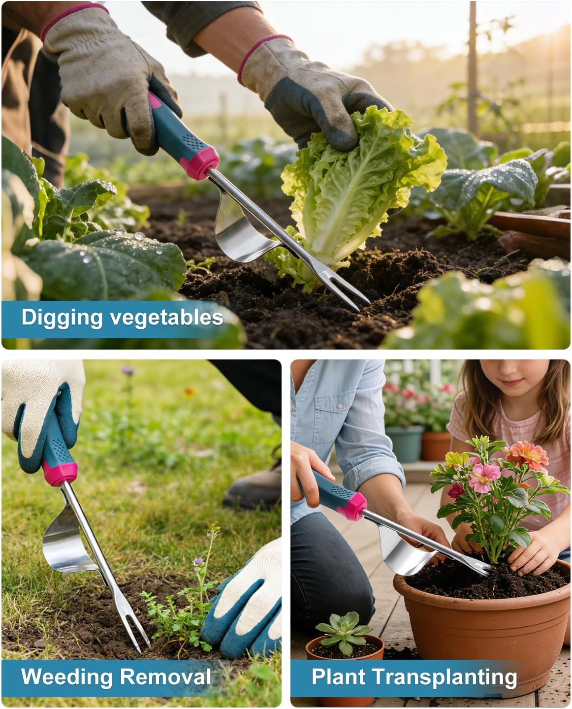 2026 Upgraded Weed Puller Tool, Leverage Base & V-Shaped Forks, Hand Weeder
