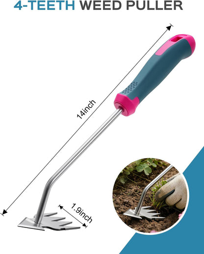 2026 Upgraded Weed Puller Tool, Leverage Base & V-Shaped Forks, Hand Weeder