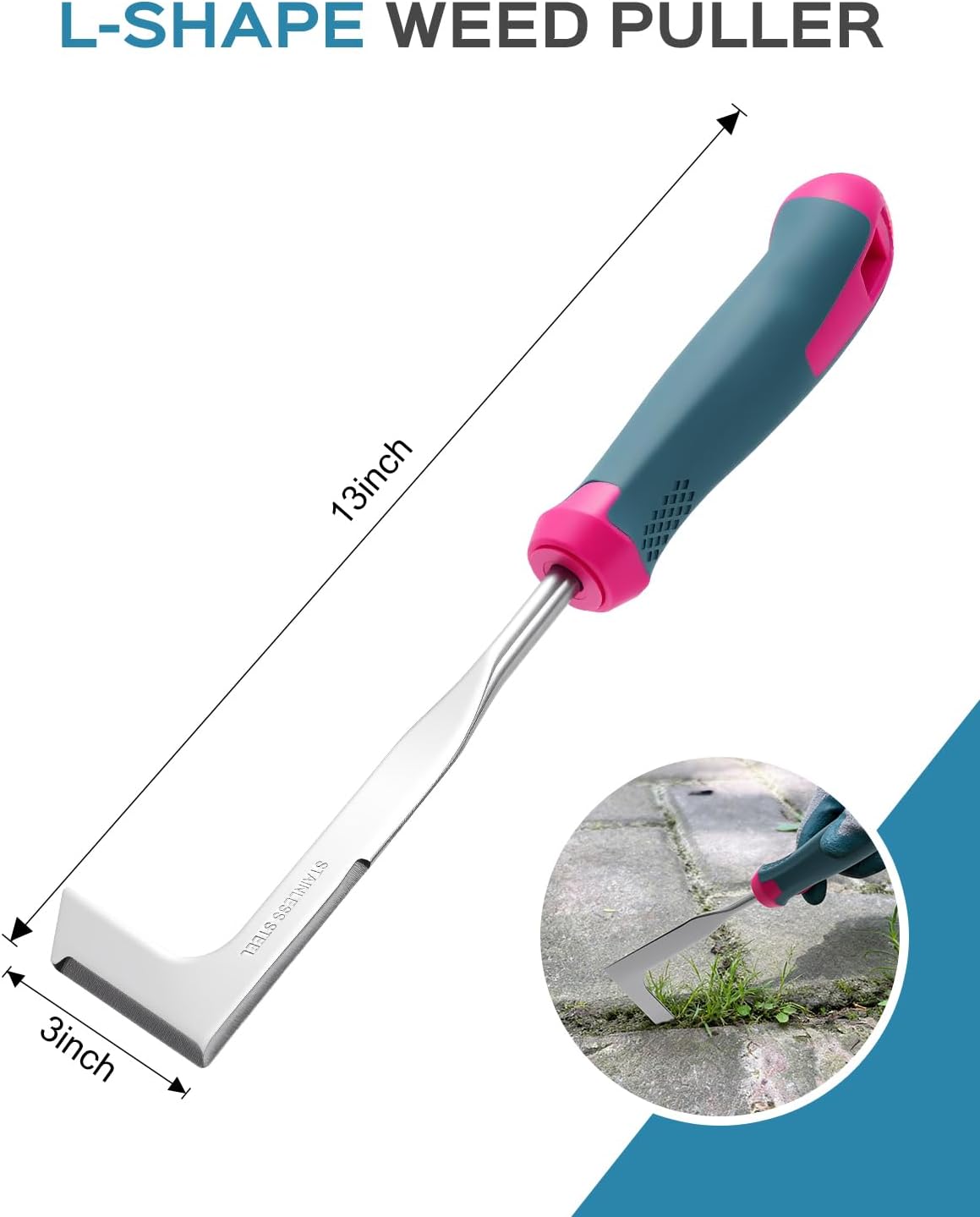 2026 Upgraded Weed Puller Tool, Leverage Base & V-Shaped Forks, Hand Weeder
