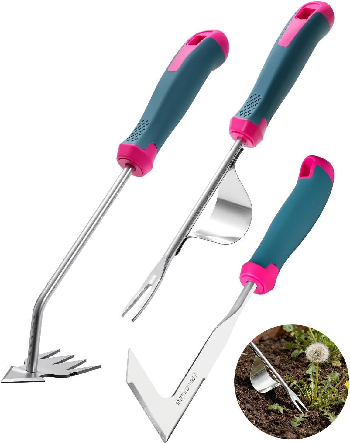 2026 Upgraded Weed Puller Tool, Leverage Base & V-Shaped Forks, Hand Weeder