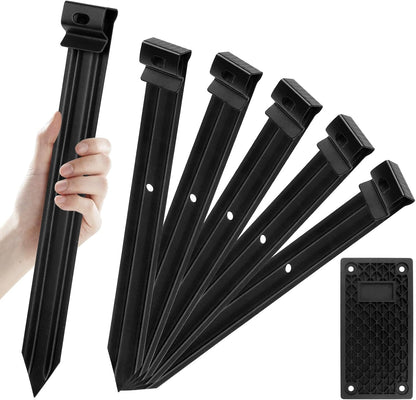 24 Pack Metal Landscape Edging Stakes,10 in Heavy Duty Garden Spikes with Plastic Panel,Ground Spikes,Anchoring Spikes for Driveway Lawn Terrace Board Weed Barriers