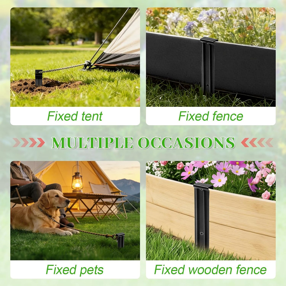 24 Pack Metal Landscape Edging Stakes,10 in Heavy Duty Garden Spikes with Plastic Panel,Ground Spikes,Anchoring Spikes for Driveway Lawn Terrace Board Weed Barriers