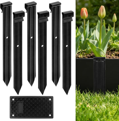24 Pack Metal Landscape Edging Stakes,10 in Heavy Duty Garden Spikes with Plastic Panel,Ground Spikes,Anchoring Spikes for Driveway Lawn Terrace Board Weed Barriers
