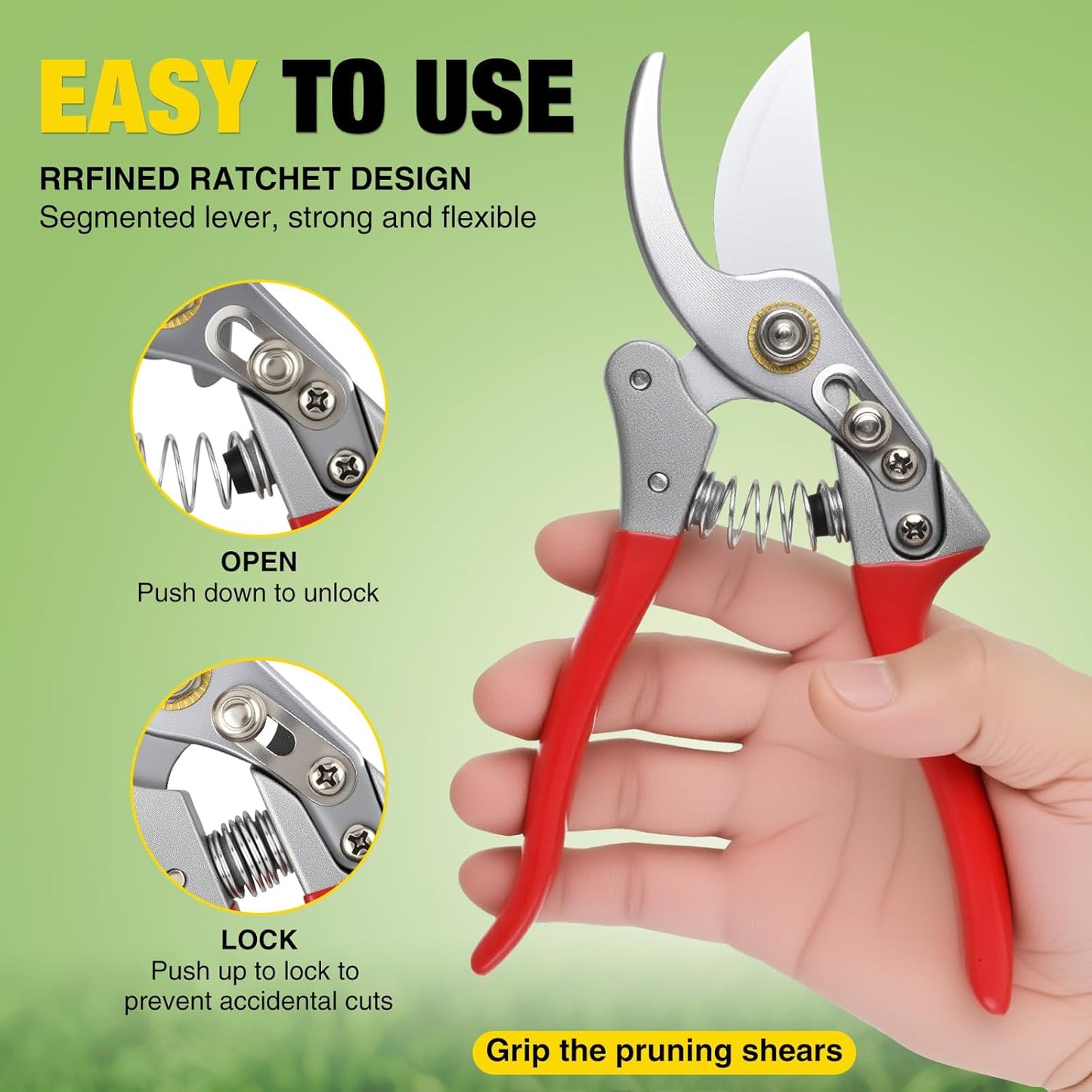 Pruning Shears Garden Shears 8.6" Professional Bypass Garden Scissors Yard Clippers with Sharp SK5 Steel Blade Heavy Duty Hand Pruners for Branch Flower Plant Trimming Cutting Gardening Tools