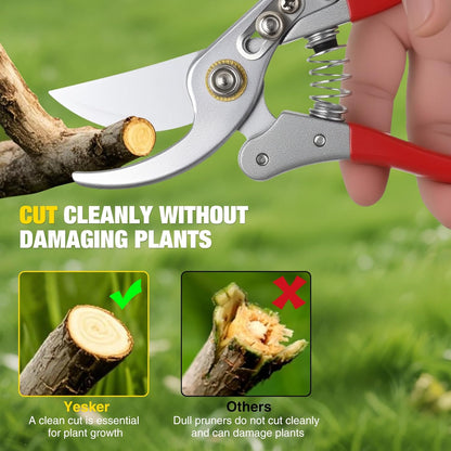 Pruning Shears Garden Shears 8.6" Professional Bypass Garden Scissors Yard Clippers with Sharp SK5 Steel Blade Heavy Duty Hand Pruners for Branch Flower Plant Trimming Cutting Gardening Tools