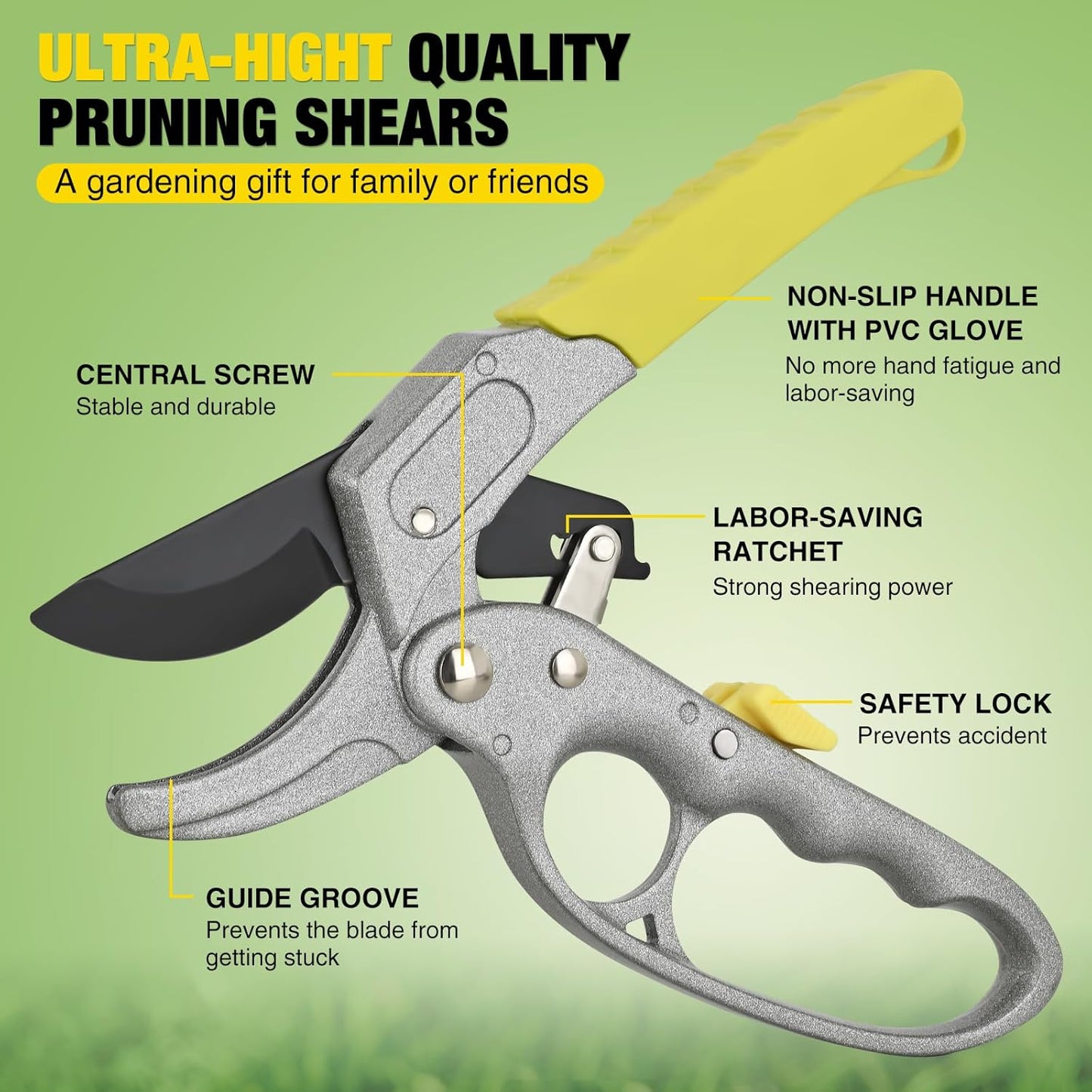 Pruning Shears Garden Shears 8.6" Professional Bypass Garden Scissors Yard Clippers with Sharp SK5 Steel Blade Heavy Duty Hand Pruners for Branch Flower Plant Trimming Cutting Gardening Tools