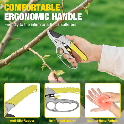 Pruning Shears Garden Shears 8.6" Professional Bypass Garden Scissors Yard Clippers with Sharp SK5 Steel Blade Heavy Duty Hand Pruners for Branch Flower Plant Trimming Cutting Gardening Tools