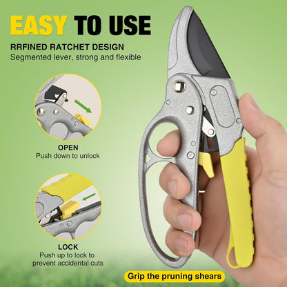Pruning Shears Garden Shears 8.6" Professional Bypass Garden Scissors Yard Clippers with Sharp SK5 Steel Blade Heavy Duty Hand Pruners for Branch Flower Plant Trimming Cutting Gardening Tools