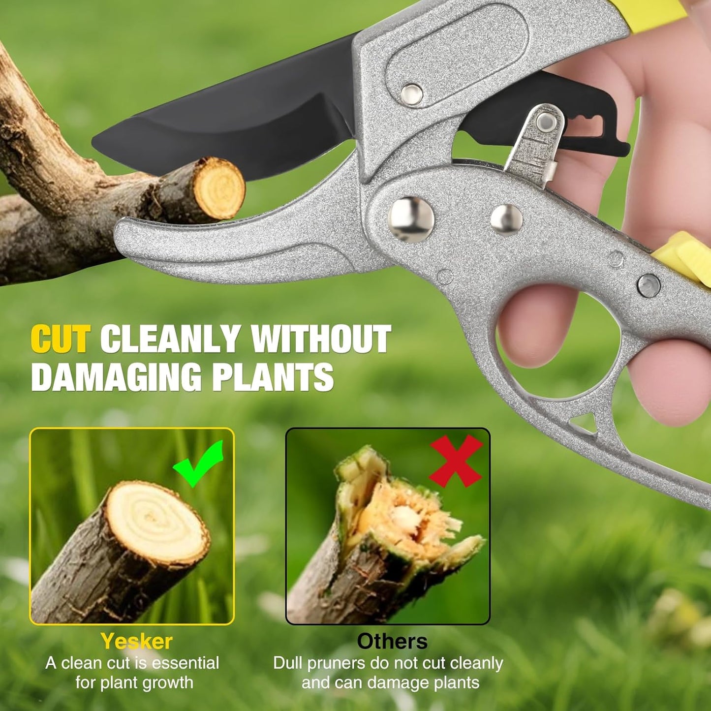 Pruning Shears Garden Shears 8.6" Professional Bypass Garden Scissors Yard Clippers with Sharp SK5 Steel Blade Heavy Duty Hand Pruners for Branch Flower Plant Trimming Cutting Gardening Tools