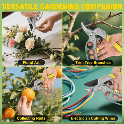 Pruning Shears Garden Shears 8.6" Professional Bypass Garden Scissors Yard Clippers with Sharp SK5 Steel Blade Heavy Duty Hand Pruners for Branch Flower Plant Trimming Cutting Gardening Tools