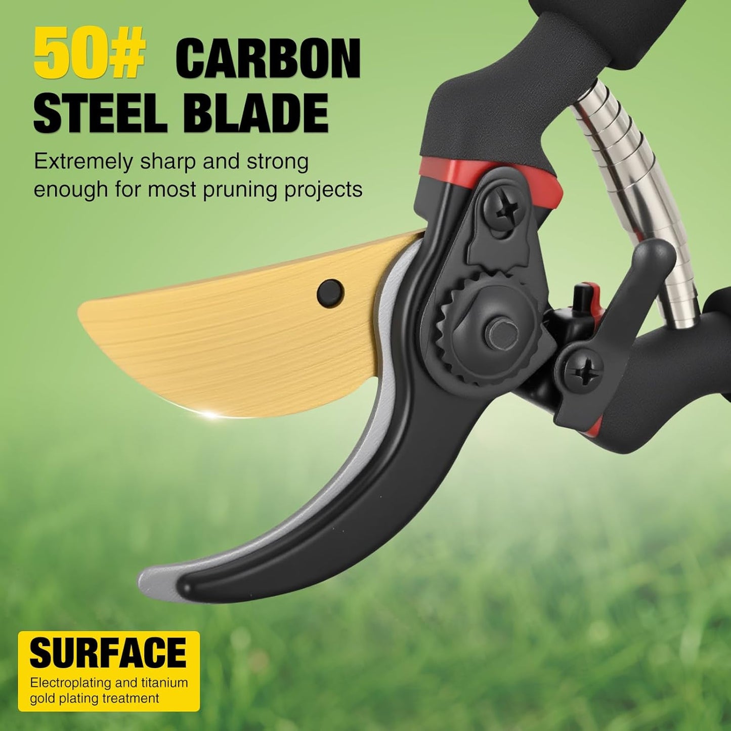 Pruning Shears Garden Shears 8.6" Professional Bypass Garden Scissors Yard Clippers with Sharp SK5 Steel Blade Heavy Duty Hand Pruners for Branch Flower Plant Trimming Cutting Gardening Tools