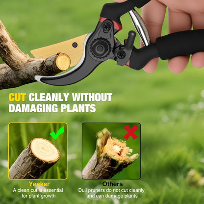 Pruning Shears Garden Shears 8.6" Professional Bypass Garden Scissors Yard Clippers with Sharp SK5 Steel Blade Heavy Duty Hand Pruners for Branch Flower Plant Trimming Cutting Gardening Tools