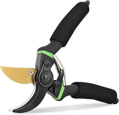 Pruning Shears Garden Shears 8.6" Professional Bypass Garden Scissors Yard Clippers with Sharp SK5 Steel Blade Heavy Duty Hand Pruners for Branch Flower Plant Trimming Cutting Gardening Tools