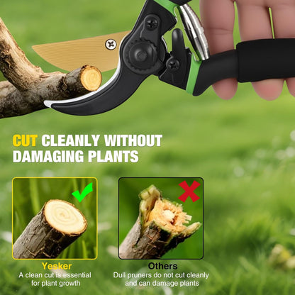 Pruning Shears Garden Shears 8.6" Professional Bypass Garden Scissors Yard Clippers with Sharp SK5 Steel Blade Heavy Duty Hand Pruners for Branch Flower Plant Trimming Cutting Gardening Tools