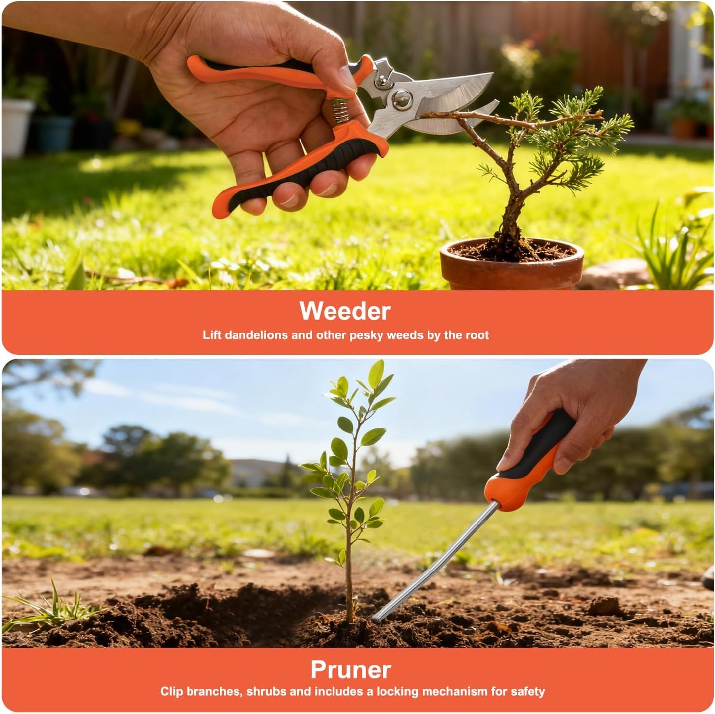 Pruning Shears Garden Shears 8.6" Professional Bypass Garden Scissors Yard Clippers with Sharp SK5 Steel Blade Heavy Duty Hand Pruners for Branch Flower Plant Trimming Cutting Gardening Tools