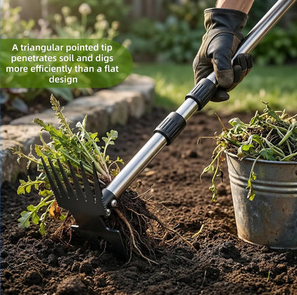 2-in-1 Weed Puller Tool,Dual-Head Garden Hoe Weeder Tool with Long Handle,Heavy Duty Manganese Steel Weeding Tool for Gardening,Uprooting Weed Remover for Yard Lawn Patio and Garden