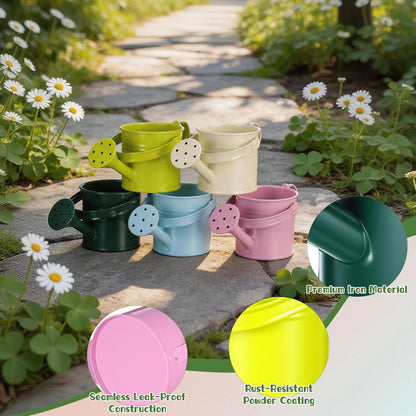 Kids Metal Watering Can for Gardening, 5Pcs Small Iron Watering Can Garden Watering Bucket for Gardening Plants Flowers (Mixed Color)