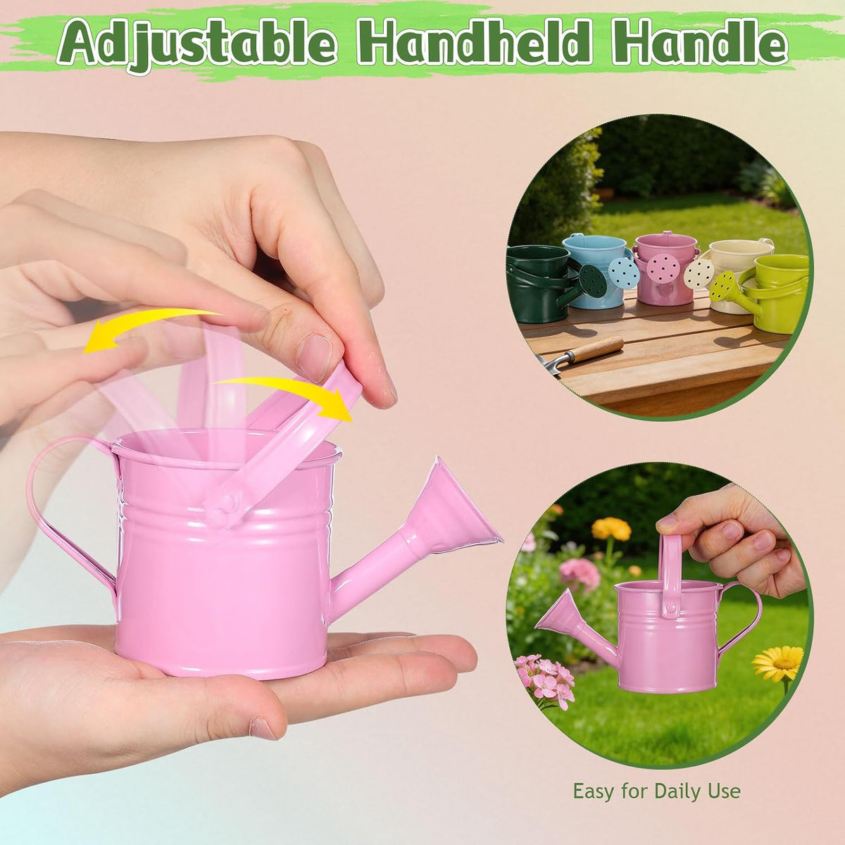 Kids Metal Watering Can for Gardening, 5Pcs Small Iron Watering Can Garden Watering Bucket for Gardening Plants Flowers (Mixed Color)